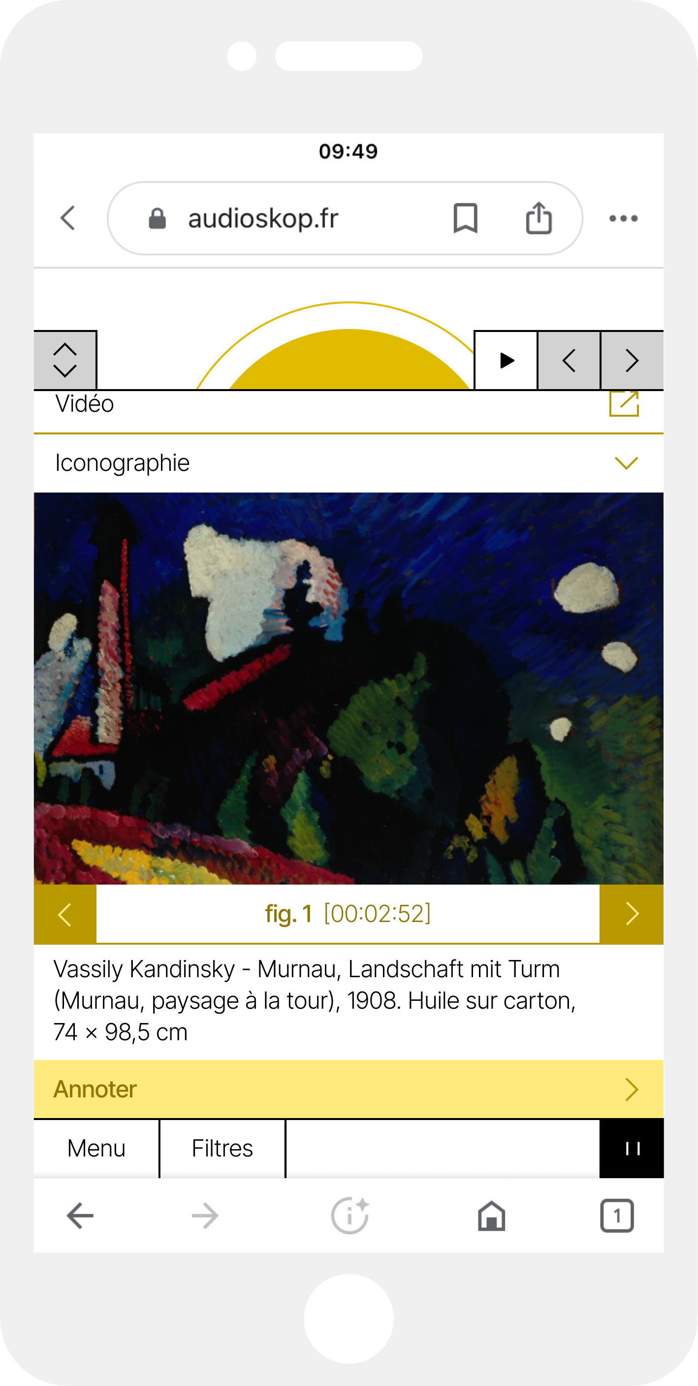 Audioskop mobile interface - Content organization